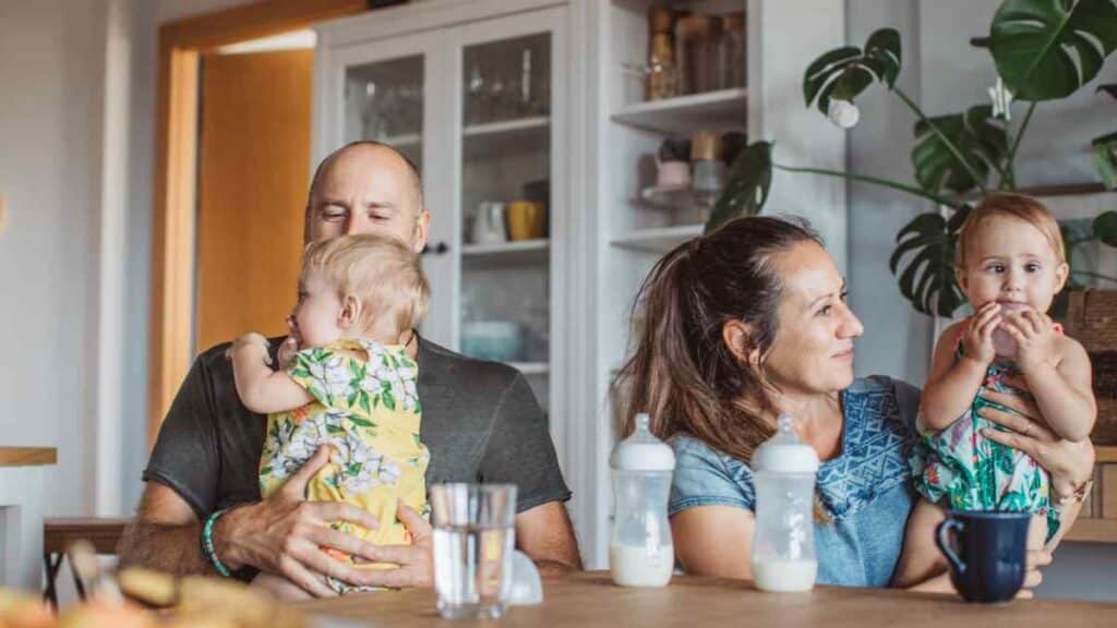 Parents Formula feeding with twins.