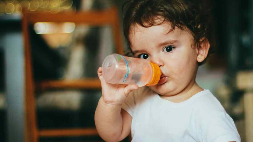 Drinking baby on Bottle