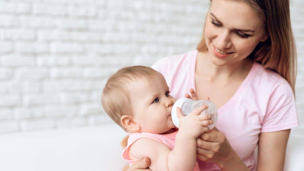 mother feeding baby