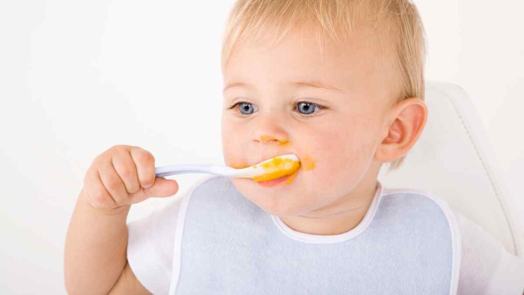 Soothing baby's tummy while eating.