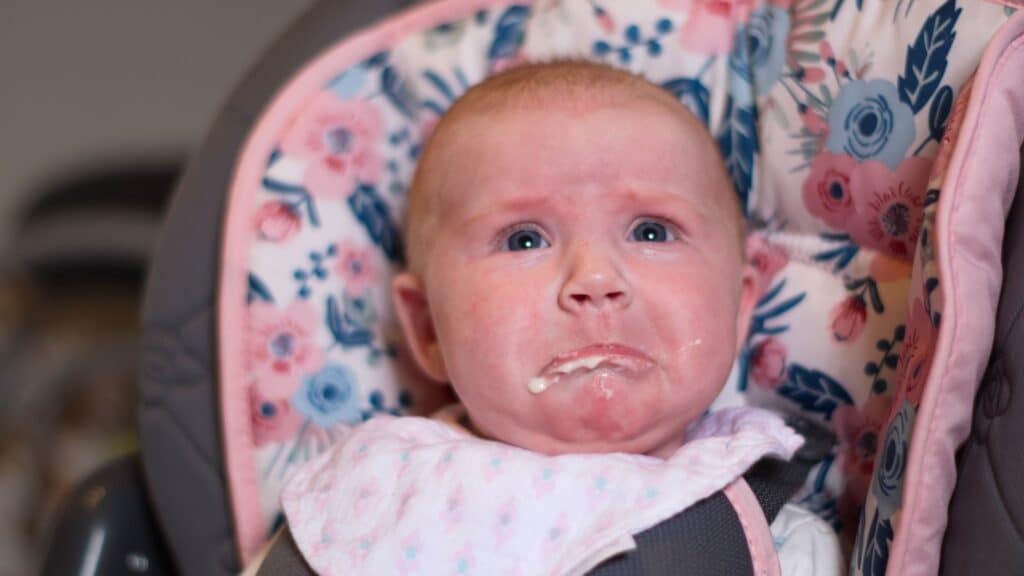 Crying while eating baby.