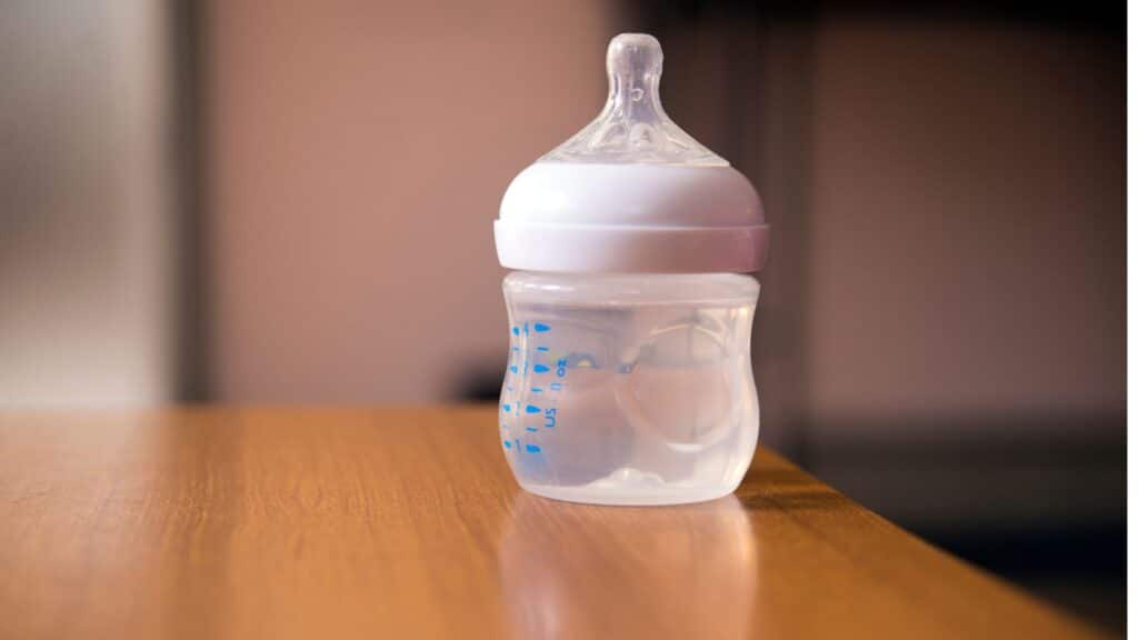 baby bottle with water