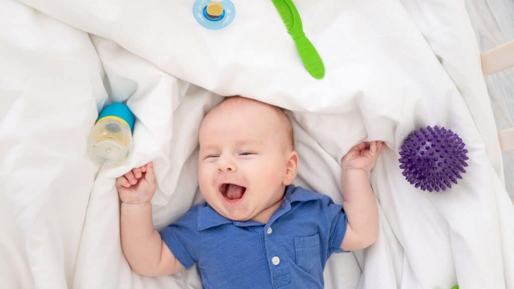 A smiling infant.