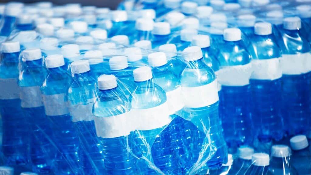 Cases of bottled Water.